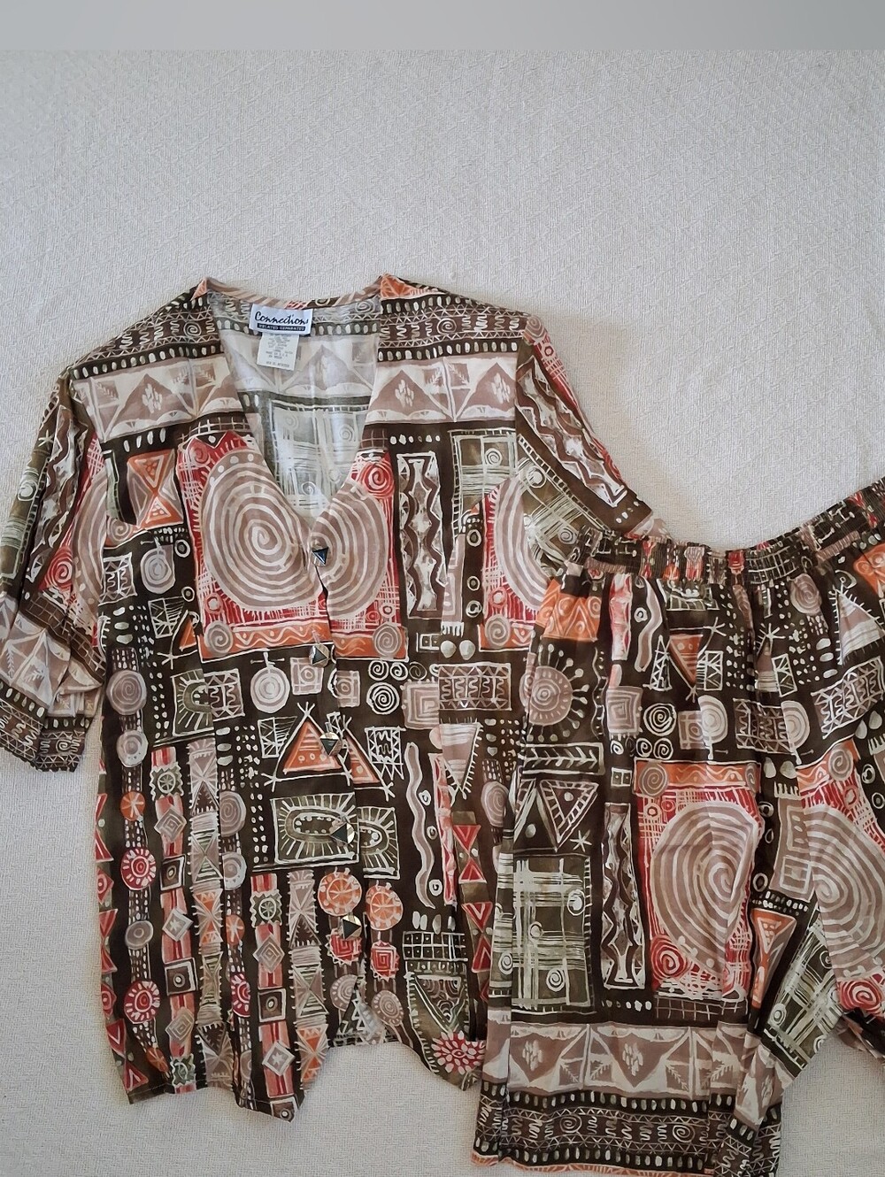 connections ♡ 2 piece vintage asbtract 90s set outfit large 16-18